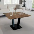 FINEBUY Couchtisch FB110214 Quadratisch 60x60 cm Akazie Massivholz Wohnzimmertisch (60x60x40 cm Sofatisch Akazie Massivholz Industrial), Wohnzimmertisch Quadratisch, Kaffeetisch Modern