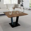 FineBuy Couchtisch quadratisch 60 cm Akazie Massivholz Moderner Wohnzimmertisch