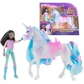 Unicorn Academy - Layla und Einhorn Glacier, Spielfigur mit echter Mähne und Schweif sowie Bürste