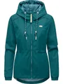 Ragwear Damen leichte Übergangsjacke kurze wasserdichte und atmungsaktive Funktionsjacke mit verstellbarer Kapuze und Taillenzugband Dankka Ocean Green Gr. S