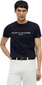 Tommy Hilfiger Herren T-Shirt Kurzarm Core Tommy Logo Rundhalsausschnitt, Schwarz (Jet Black), L