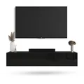 Planetmöbel West TV-Schrank, Fernsehtisch 160 cm lang, TV-Board hängend oder stehend, Fernsehschrank für Wohnzimmer, TV Möbel 37,8 x 160 x 30 cm, schwarz