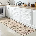 CARPETIA Teppich Küche Küchenteppich Küchenläufer Coffee Cafe Cappucino antirutsch abwaschbar beige braun 80 x 250 cm