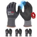 Mustbau Arbeitshandschuhe Schwarz mit Touchscreen, Arbeitshandschuhe Herren mit Nitril Beschichtung für Montagearbeit，Mechaniker, Gartenarbeit und Bauarbeiten, Gr. L, 3 Paare
