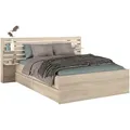 Parisot Meuble Stauraumbett, Eiche, Holzwerkstoff, Nachbildung,Eiche, Holz Optik, 2 Schubladen, 180x200 cm, Schlafzimmer, Betten