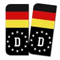 2 x Kennzeichen Sticker passgenau für EU Feld 11x5cm Design Aufkleber für Nummernschild Folie KFZ Schwarz oder mit Fahne waschstraßenfest R167 (04 Deutschland, Mit Flagge)