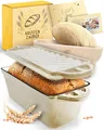 KRUSTENZAUBER Emaille Brotbackfrom mit Deckel inkl. Gärkorb - Robuste 28cm Backform aus Gusseisen - Ideal als Kastenform, Toastbrot Backform, Brotform, Gusseisen Topf Brot backen Zubehör, Brottopf