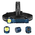 OLIGHT Perun 3 LED Stirnlampe Wiederaufladbar, Superhell 3000 Lumen Kopflampe mit 7 Lichtmodi, Sensor, Rotlicht und Stirnband, IP68 Wasserdichte Mini Headlampe für Campen, Angeln, Midnight Blau