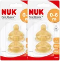 Nuk 10120014 Latex-Trinksauger First Choice+, Größe 1 (0-6 Monate) M, 2er Pack (2 x 2er Blister)
