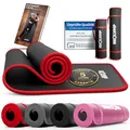 NEOLYMP extra dicke Fitnessmatte rutschfest inkl. Tragegurt & E-Book – Yogamatte, Gymnastikmatte, Sportmatte & Pilates Matte – Trainingsmatte für Zuhause, Studio & Outdoor (Schwarz-Rot 80 cm)