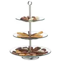 Relaxdays Runde Etagere 3-stufig Silber,Transparent