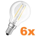 6er Vorteilspack OSRAM E14 LED Leuchtmittel klar 2,5W wie 25W warmweiss