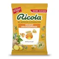 Ricola Ingwer & Orangenminze, 75g Beutel Original Schweizer Kräuter-Bonbons mit 13 Alpenkräutern, zuckerfrei, 1 x 75g, vegan
