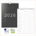 UNITURE® DIN A4 Familienplaner 2026 (15 Monate – bis Dez 2026) | 3 Spalten | Oktober Start | nachhaltig & schmierfrei