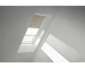 VELUX Vorteils-Set Verdunkelungsrollo uni beige und Faltstore Plissee weiß manue