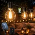 LUMILED Solar Lichterkette für Außen 10,7M 30x A60 LED Lampen Dekorative Glühbirnen IP44 spritzwasserdicht Wetterfest 8 Leuchtmodi Warmweiß 270... - Schwarz