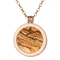 Morella Damen Halskette Gold 70 cm Edelstahl und Anhänger mit Edelstein Bilderjaspis Coin 33 mm Chakren Scheibe in Schmuckbeutel