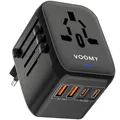 Voomy Reiseadapter Weltweit, Reisestecker mit 2 USB, 2 USB C und 1AC Steckdose, Internationaler Steckdosenadapter, Universaladapter USA UK Thailand, Reiseadapter Usa, Reiseadapter Uk, Travel Adapter