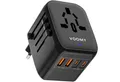Voomy Travel Y26 20W Universal Reisestecker für Weltweit 190+ Länder - USB Reiseadapter A,B,C,E,F,G,I,J,N,L,N zu Reiseadapter weltweit mit US/EU/AU/UK-Steckern deckt über 170 Länder ab