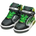Geox J INEK BOY_Blinkschuh Sneaker Schnürboots mit cooler Blinkfunktion, Größenschablone zum Download grün|schwarz 26 EU