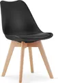 DOZZA Stuhl schwarz gepolstert in mit Holzbeinen, Maße 49x82x43 cm, bis 110 kg, für Wohnzimmer, Büro
