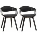 DELUKE 2er Set Stühle LONDON Stoff 73x49x46cm Grau/Dunkelgrau Stoff Holz Gestell Konferenzstuhl Wartezimmerstuhl