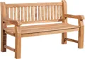 CLP Teakbank Jackson V2 I Wetterfeste Holzbank mit Rückenlehne I Stabile Gartenbank aus massivem Teakholz, Farbe:Teak, Größe:150 cm