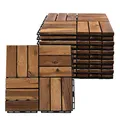 etc-shop Holzfliese Akazie 30 x 30 cm Terrassenplatten Klicksystem Außen Klickfliesen Balkon Terrassenfliesen Holz, wetterfest rutschfest, H 1,9 cm, 10er Set