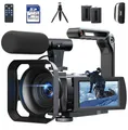Videokamera Camcorder 5K 56MP Vlogging Kamera für YouTube, WiFi, IR Nachtsicht, 16X Digitalzoom, 270° drehbar Touchscreen, 2 Akkus, 64GB SD Karte, inkl. Fernbedienung, inkl. Mikrofon, Stabilisator