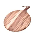 BILL.F Pizzateller und Pizzabrett aus Akazienholz - 30,5 cm Groß - Runde Servierplatte zum Servieren - 40,6 x 30,5 x 1,3 cm