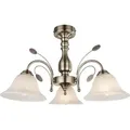 Globo Lighting Deckenleuchte Metall altmessing, Glas, weiß, ø: 600mm, H: 365mm, exkl. 3x E27 60W 230V - Bronze