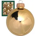 Krebs Glas Lauscha Weihnachtskugeln Tiffany-Gold Glanz Uni 8er-Set 7cm