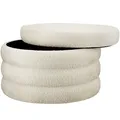 Sitzhocker Altu XL, gepolstert, Stauraum Hocker Bouclé creme-weiß B-Ware