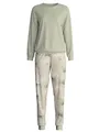 CALIDA Spring Flower Dreams Bündchen-Pyjama Damen, aus 100% Supima Baumwolle Tea Green 36-38