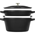 Staub Stackable Set Kochtopfset 2-tlg, rund, Schwarz, Gusseisen