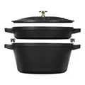 STAUB La Cocotte Kochtopfset, 2-tlg rund Gusseisen Schwarz Kochtopf Topf