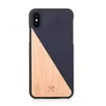 Woodcessories - Hülle kompatibel mit iPhone XS Max aus Echtholz - EcoSplit Case (Ahorn/Blau)