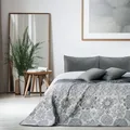 DecoKing 12253 Tagesdecke 200x 220 cm Stahl Silber weiß anthrazit Bettüberwurf zweiseitig White Steel Silver Steppung Alhambra