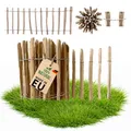 Floranica Staketenzaun aus Haselnuss 10 m lang x 60 cm hoch, Lattenabstand 4-6 cm Staketenzaun niedrig, Hühnerzaun Hundezaun