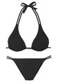 s.Oliver Triangel-Bikini-Set in schwarz mit Strukturmuster und Perlendetails
