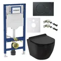 WC Set Geberit Vorwandelemnt Duofix Sigma Wand WC Arax spülrandlos schwarz