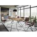 Esstisch Mango 220x100x76 natur lackiert / Epoxid schwarz, Sterngestell silber matt EPOXY