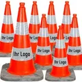 UvV Bigfoot XXL Set 8 Leitkegel mit Logodruck 75cm 5 kg Teilreflektierende Verkehrskegel Pylonen Folienstreifen RA2/C