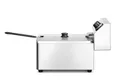 HENDI Fritteuse, 4L, mit Frittierkorb und Deckel, abnehmbarer Ölbehälter, Temperaturbereich: 50° bis 190°C, Überhitzungsschutz, Kaltzone, Frittierbehälter, 230V/3000W, 216x381x(H)305mm, Edelstahl