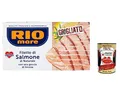 3x Rio Mare Natürliches Lachsfilet mit einem Tropfen gegrillter Zitrone 125 g + Italian Gourmet polpa 400g