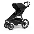 Thule Jogger Urban Glide 4-Wheel, Schwarz, Textil, 35x62x91 cm, Feststellbremse, Fußstütze abklappbar, Federung, 5-Punkte-Gurt, Handbremse, für Babyschale geeignet, Reflektorstreifen, abnehmbarer Schutzbügel, Baby on Tour, Kinderwagen, Sport-Kinderwagen