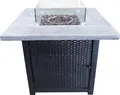 Teamson Home Draussen Garten Rattan Propangas Feuerstelle Tischbrenner, Rauchfreie Feuerstelle, Terrassenmöbelheizung mit Glasscheibe, Lavasteinen und Abdeckung