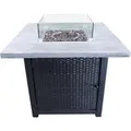 Teamson Home 86 cm Garten PE Rattan Basis Propan Feuerstelle Schwarz