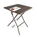 Lemodo Klapptisch mit Tischplatte in brauner Rattan-Optik, Balkontisch 62 x 62 cm (L x B) | Beistelltisch bis zu 40 kg belastbar, Gartentisch, robuster Plastiktisch