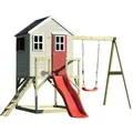 Wendi Toys Kinderspielhaus, Stelzenhaus "Elefant" mit Veranda, Schauckel und Rutsche,holz / rot,